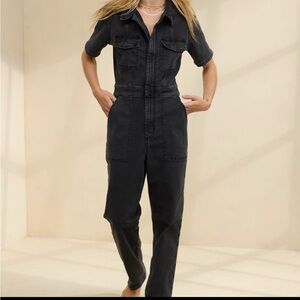 Aerie Black Denim Jumpsuit stretchy sz XS